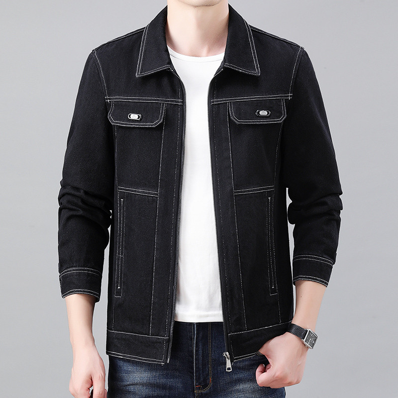 Plus Size 6XL 7XL 8XL Ανδρικό τζιν μπουφάν Νέα φθινοπωρινή μόδα Casual κανονική εφαρμογή με φερμουάρ Fly Jeans παλτό Επώνυμα ρούχα Μαύρα Μπλε