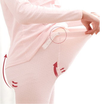 Нов пролетен есенен комплект пижами за бременни Дрехи за кърмене Нощно облекло за кърмене 100% памук Лесно повдигане за хранене на бебето