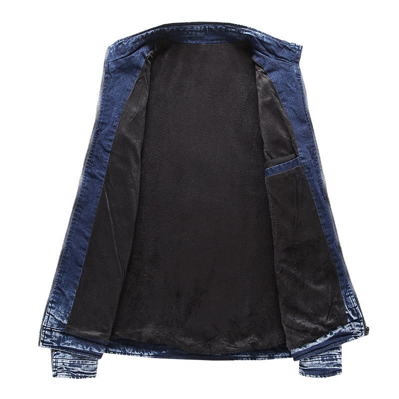 Uus mootorratta teksajakk Meeste Retro tõmblukud Standkrae Denimmantlid Meeste Puuvill Slim Fit Teksajakk Moto Biker Välisrõivad