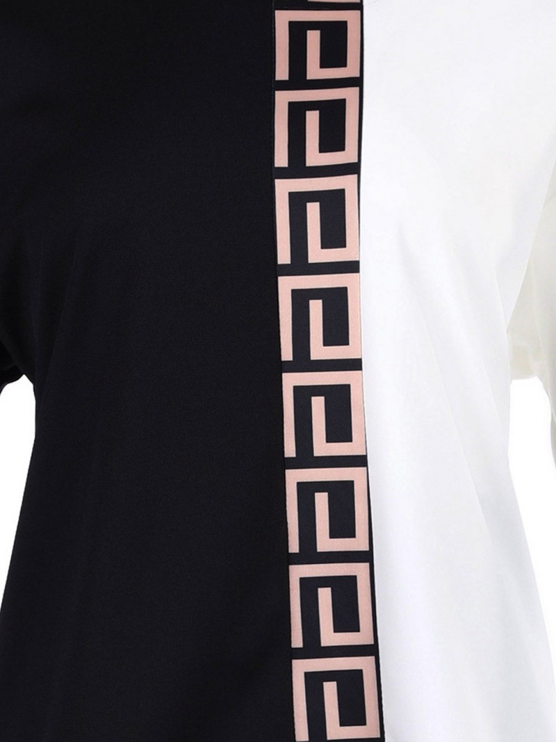 LW Plus Size Geometric Print Patchwork Pükste komplekt Naiste spordidress, pikkade varrukatega top & pükste komplekt, 2-osaline naiste varustus