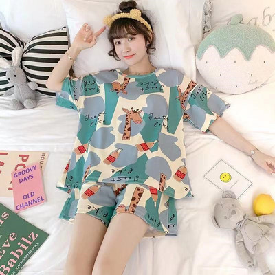Dámske pyžamá, pyžamo s krátkym rukávom, veľká veľkosť XXL, pyžamo, letné kreslené pyžamo, ženské domáce oblečenie, ležérne domáce oblečenie
