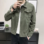 Jachetă de denim de primăvară toamnă Îmbrăcăminte pentru bărbați Coreea de cowboy Topuri simple pentru bărbați Jachetă bomber pentru bărbați, ocazional, subțire, de blugi