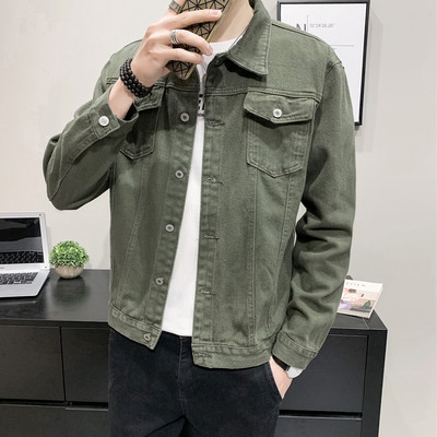 Jachetă de denim de primăvară toamnă Îmbrăcăminte pentru bărbați Coreea de cowboy Topuri simple pentru bărbați Jachetă bomber pentru bărbați, ocazional, subțire, de blugi