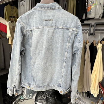 Essentials Denim Jackets Класическа мода High Street Hip Hop Мъже Жени Висококачествени тежки Pound Washed ESSENTIALS Denim Coats