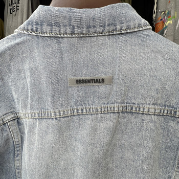 Essentials Denim Jackets Класическа мода High Street Hip Hop Мъже Жени Висококачествени тежки Pound Washed ESSENTIALS Denim Coats