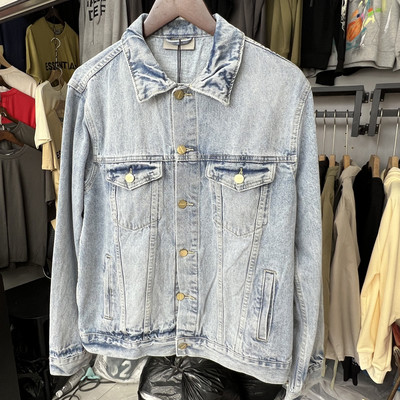 Essentials Denim Jackets Класическа мода High Street Hip Hop Мъже Жени Висококачествени тежки Pound Washed ESSENTIALS Denim Coats