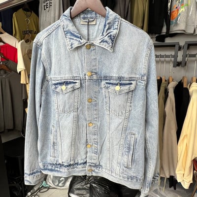 Essentials Teksajakid Klassikaline mood High Street Hip Hop Meeste Naiste Kvaliteetne Raske naela pestud ESSENTIALS Denimmantlid