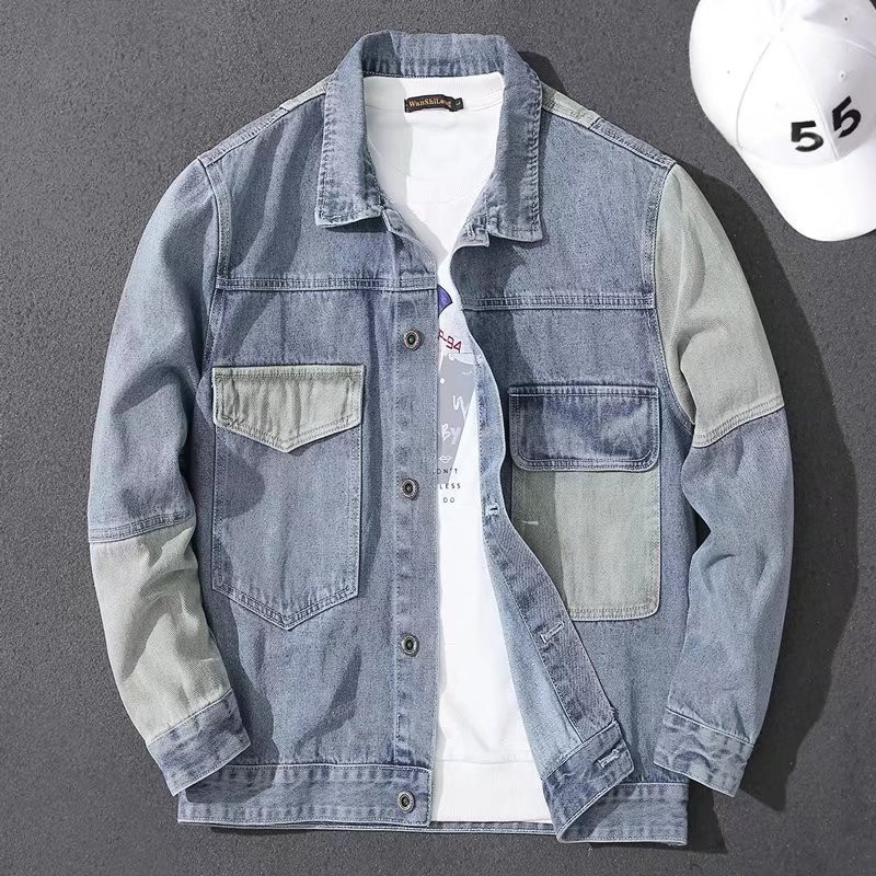 Pánska ležérna nadrozmerná džínsová bunda z roku 2023, kórejský streetwear, pánske džínsové bundy, kabáty, ležérna vetrovka, overaly, kabát, vrchné oblečenie, veľkosť S-4XL