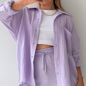 2023. aasta vabaaja magamisriiete puuvillane pidžaamakomplekt naistele lahtikäiva kraega magamiskostüümid, lühikeste pükstega 2-osaline komplekt, kardigan koduriided