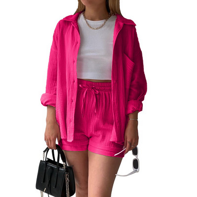 2023. aasta vabaaja magamisriiete puuvillane pidžaamakomplekt naistele lahtikäiva kraega magamiskostüümid, lühikeste pükstega 2-osaline komplekt, kardigan koduriided