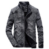 Pánske vintage džínsové bundy, slim fit, jednofarebné, ležérne, pánske džínsy, kabát, módny stojan, oblečenie pre mužov, čierna, modrá, Casaca Hombre