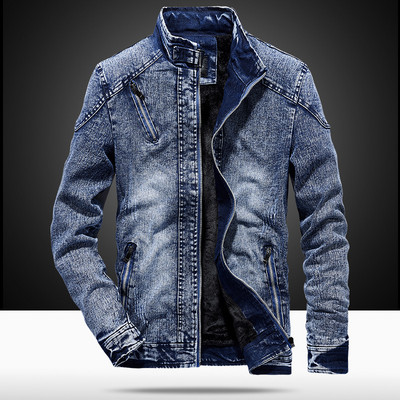 Pánske vintage džínsové bundy, slim fit, jednofarebné, ležérne, pánske džínsy, kabát, módny stojan, oblečenie pre mužov, čierna, modrá, Casaca Hombre