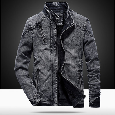 Pánske vintage džínsové bundy, slim fit, jednofarebné, ležérne, pánske džínsy, kabát, módny stojan, oblečenie pre mužov, čierna, modrá, Casaca Hombre
