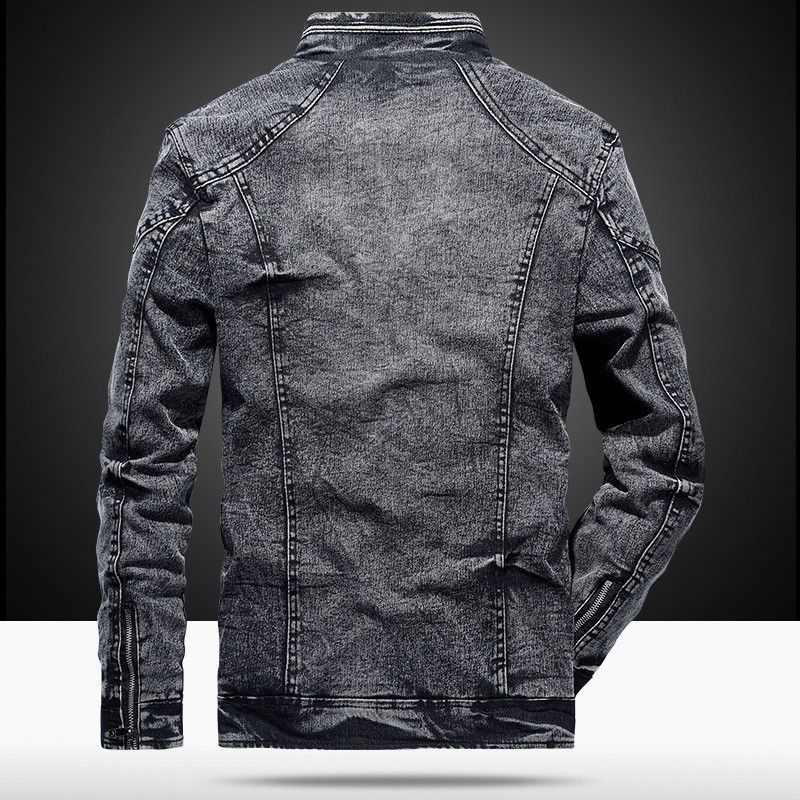 Pánske vintage džínsové bundy, slim fit, jednofarebné, ležérne, pánske džínsy, kabát, módny stojan, oblečenie pre mužov, čierna, modrá, Casaca Hombre