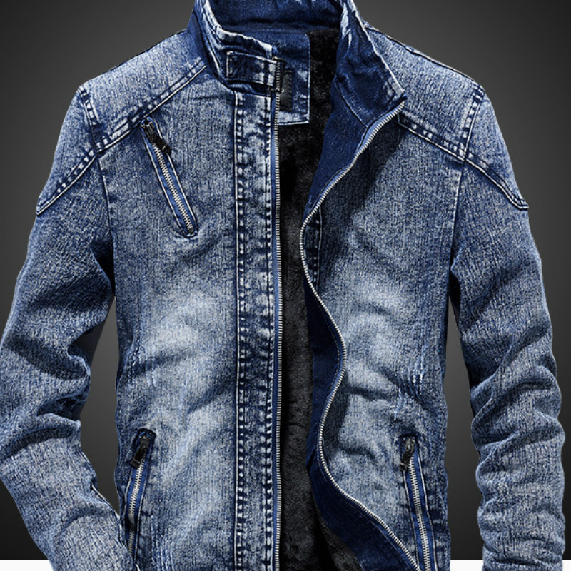 Pánske vintage džínsové bundy, slim fit, jednofarebné, ležérne, pánske džínsy, kabát, módny stojan, oblečenie pre mužov, čierna, modrá, Casaca Hombre