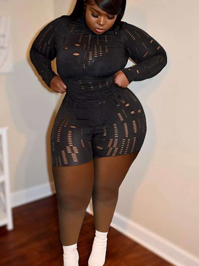 Set de pantaloni elastici și slăbiți LW de mărime plus mare pentru femeie din tifon, cu mânecă lungă sexy, cu gât cu gât, + ținute asortate în teacă solidă