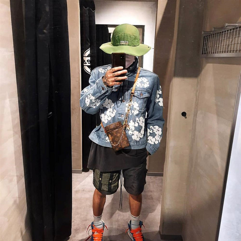 Frog Drift Fashion Μάρκα Kanye West Streetwear Καλύτερης ποιότητας Καπόκ εμπριμέ vintage ρούχα Πέτο τζιν μπουφάν για άνδρες