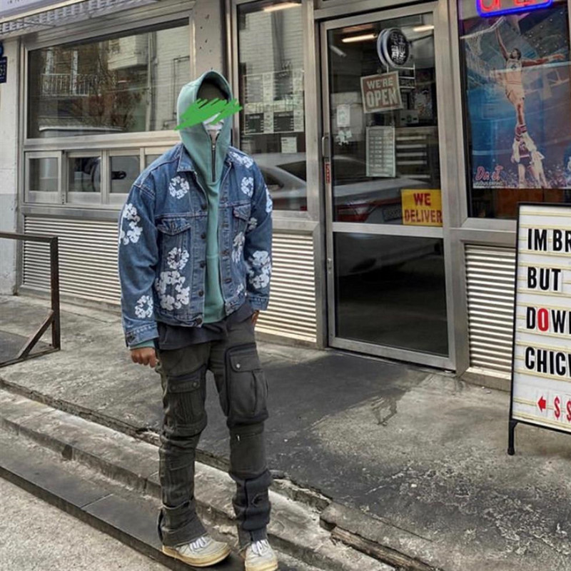 Frog Drift Fashion Μάρκα Kanye West Streetwear Καλύτερης ποιότητας Καπόκ εμπριμέ vintage ρούχα Πέτο τζιν μπουφάν για άνδρες