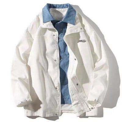 Y2k meeste teksajakk Jaapani tikandiga lapitehnikaga Varsity jakk Oversized Vintage Harajuku lahtised tuulejope mantelriided