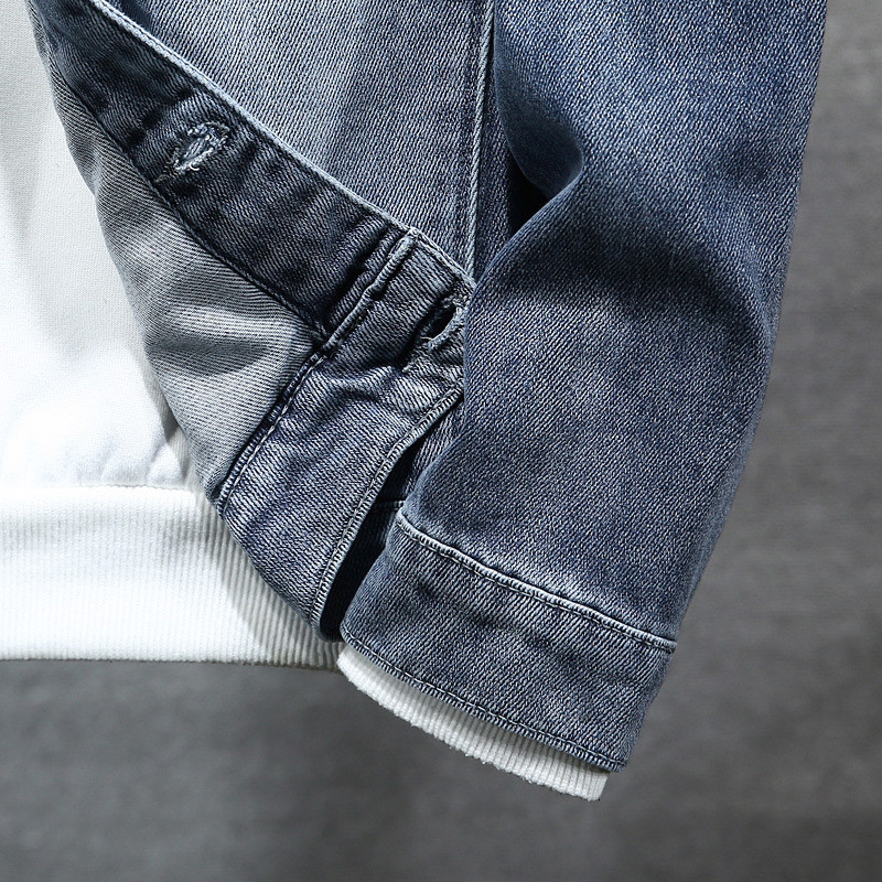 Ανδρικό τζιν μπουφάν φθινοπωρινό σκισμένο μπουφάν εργασίας Casual σακάκι πέρα από την άνοιξη και το φθινόπωρο