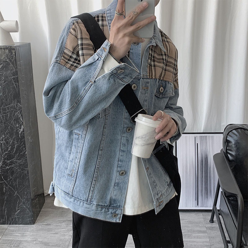 Ανδρικό τζιν μπουφάν φθινοπωρινό σκισμένο μπουφάν εργασίας Casual σακάκι πέρα από την άνοιξη και το φθινόπωρο