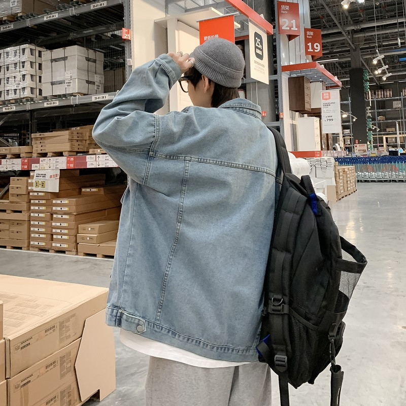 Gmiixder kevadine teksajakk Meeste avara liibumisega korea suur tasku teksapükste mantel Hongkongi stiilis mitmekülgne unisex töörõivaste jope