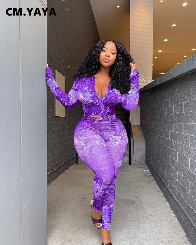 CM.YAYA naiste komplekt, täisvarrukas, pluss suurus Ühekordsed pliiatspüksid, kaks 2-osalist komplekti, suvine kontorirõivad