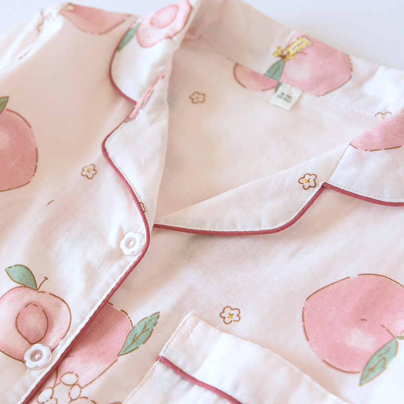 Kevad-suvi uues stiilis Jaapani naiste pidžaama pikkade varrukatega pükskostüüm 100% puuvillane marli koduteeninduse kaheosaline ülikond