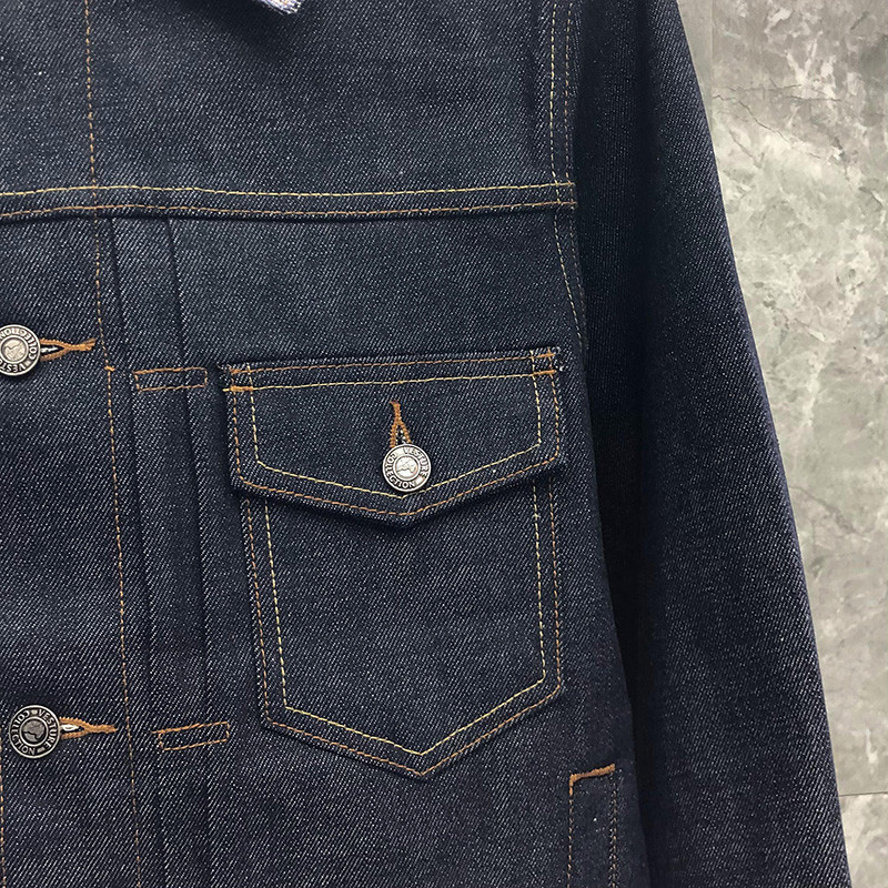 Ανδρικό τζιν μπουφάν Ακατέργαστα άπλυτα τζιν Βαμβακερά ρετρό ρούχα εργασίας κορυφαίας ποιότητας πολυτελές παλτό με πέτο