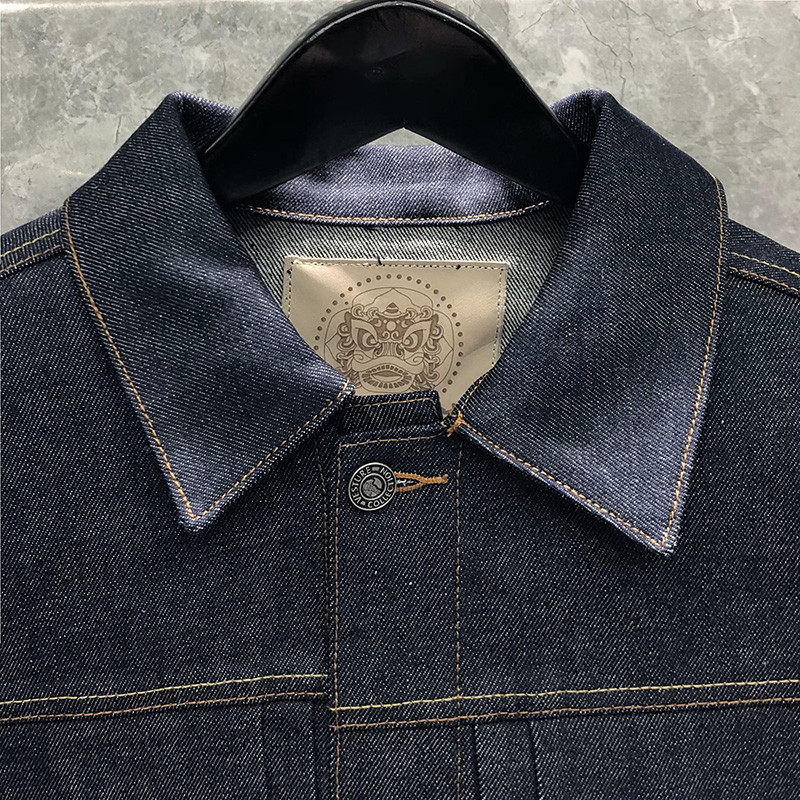 Ανδρικό τζιν μπουφάν Ακατέργαστα άπλυτα τζιν Βαμβακερά ρετρό ρούχα εργασίας κορυφαίας ποιότητας πολυτελές παλτό με πέτο