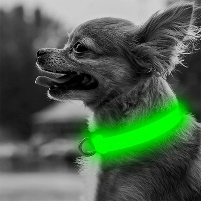 Guler LED ajustabil pentru câini, strălucitor, anti-pierdere de noapte, siguranța pentru animale de companie, guler luminos intermitent, pentru câini mici, mijlocii mari, pisici