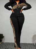 LW Plus Size Două 2 Piese Set Pantaloni Imprimat Leopard Set Trening Tinute Femei Seturi Asortate Toamnă Femei Trening Trening
