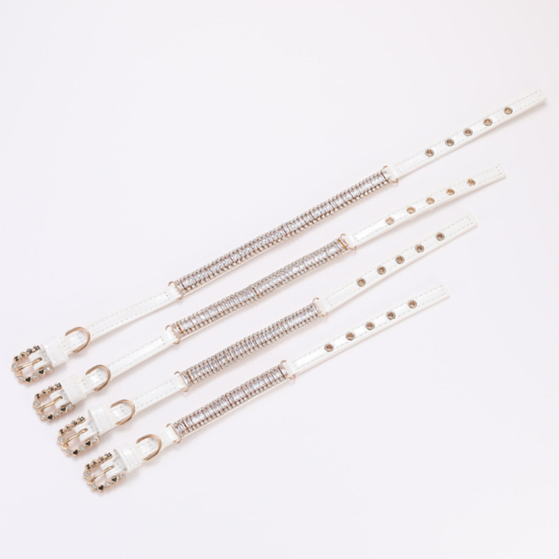 Colier de perle pentru câini, pisici, cu stras de cristal, curea de gât din piele PU reglabilă pentru câini de talie mică Accesorii pentru pisici