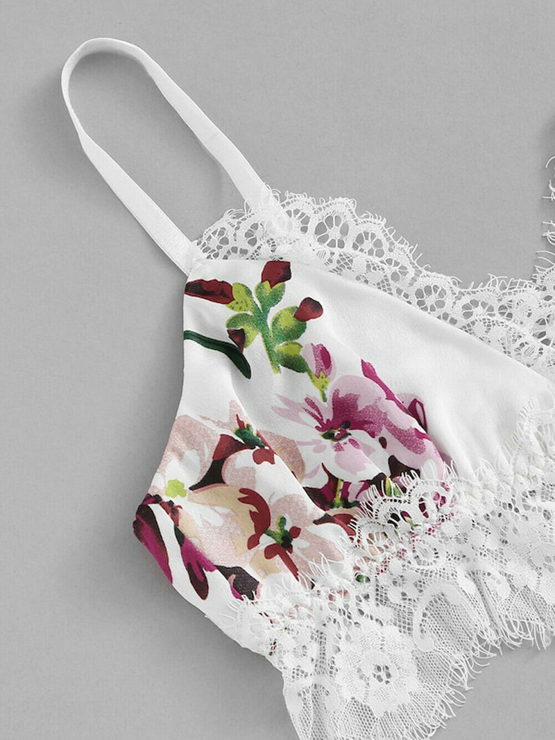 2tk Naiste seksikas pesu satiinist komplektid suvised varrukateta lillelised kärbitud topid Lühikesed püksid Seksikad magamisriided Babydoll öösärgi pidžaamakomplekt