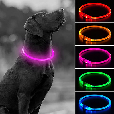 Led Usb Dog Collar Pet Dog Night Φωτεινό κολάρο φόρτισης Led Night Safety που αναβοσβήνει με λάμψη Αξεσουάρ κολάρου για κατοικίδια ζώα για την πρόληψη της απώλειας σκύλου