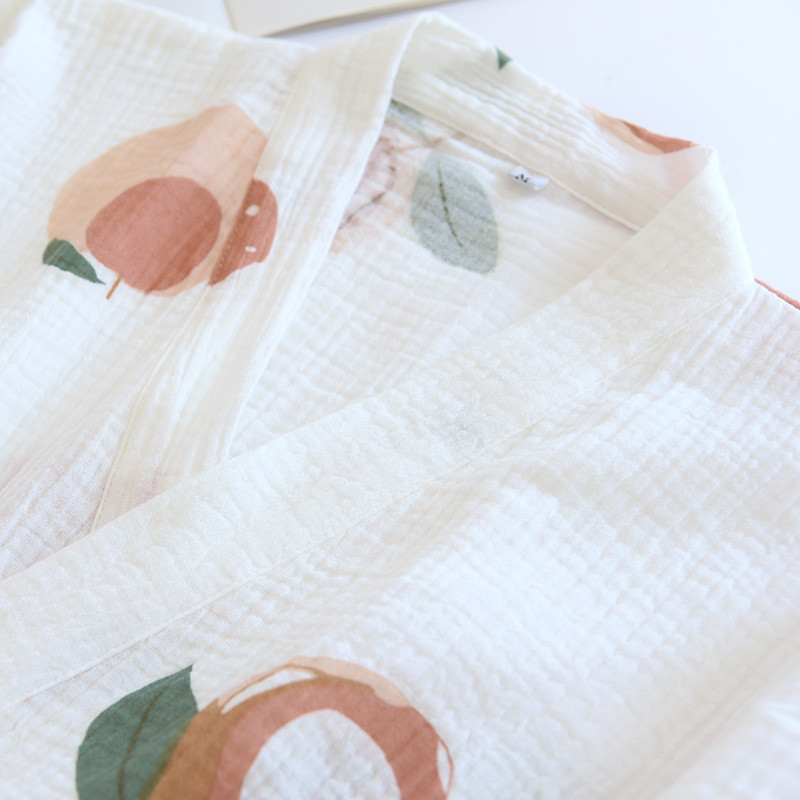 Νέο στυλ ιαπωνικό κιμονό δύο τεμαχίων, γυναικεία ανοιξιάτικη και φθινοπωρινή 100% βαμβακερή κρέπα Άνετο μεγάλο μέγεθος Loose Cute Home Service