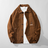 Jachetă de blugi vintage pentru bărbați Jachetă de blugi cu cafea japoneză stil retro, îmbrăcăminte de stradă, cămăși ocazionale, jachetă, îmbrăcăminte pentru bărbați, 2023