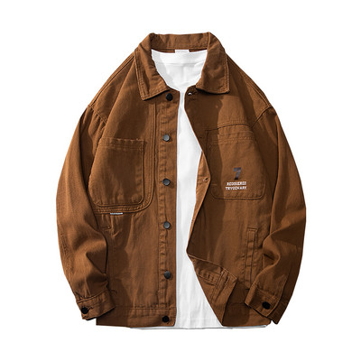 Jachetă de blugi vintage pentru bărbați Jachetă de blugi cu cafea japoneză stil retro, îmbrăcăminte de stradă, cămăși ocazionale, jachetă, îmbrăcăminte pentru bărbați, 2023