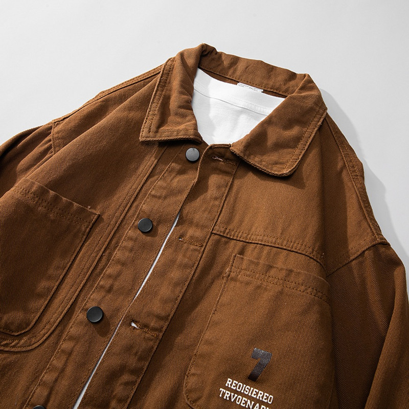 Jachetă de blugi vintage pentru bărbați Jachetă de blugi cu cafea japoneză stil retro, îmbrăcăminte de stradă, cămăși ocazionale, jachetă, îmbrăcăminte pentru bărbați, 2023