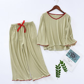 Άνοιξη και καλοκαίρι νέα βαμβακερά γυναικεία κομμένα μανίκια cropped παντελόνια casual κοστούμια υπηρεσία στο σπίτι κοντομάνικη πιτζάμες παντελόνι ύπνου