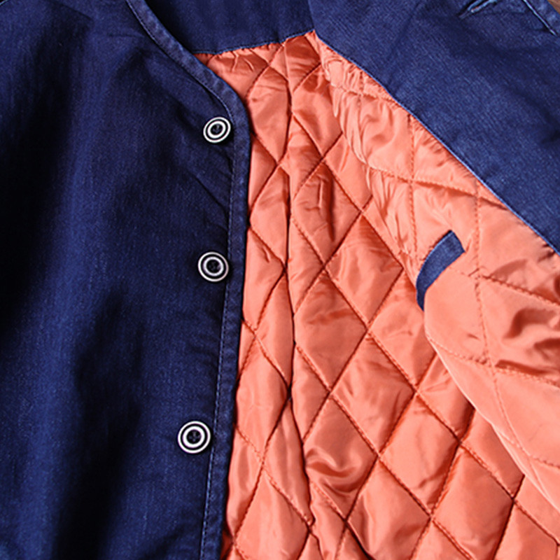 Ανδρικό τζιν τζιν μπουφάν με καπιτονέ στιλ Ιαπωνίας μονόστομο φθινόπωρο 2023 Σκούρο μπλε Vintage Τζιν μπουφάν