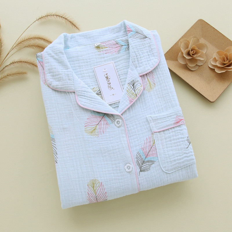 Jaapani stiilis kevad- ja sügiskostüüm naistele puuvillane krepp pikkade varrukatega pükste ülikond vabaaja ja mugav koduteeninduse ülikond naistele