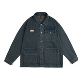 Sügisvintage Ulti-pocket Label Pestud teksajakk poistele Tudengijope