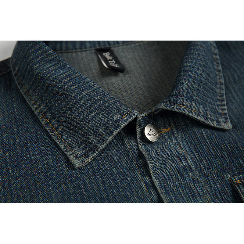 Sügisvintage Ulti-pocket Label Pestud teksajakk poistele Tudengijope