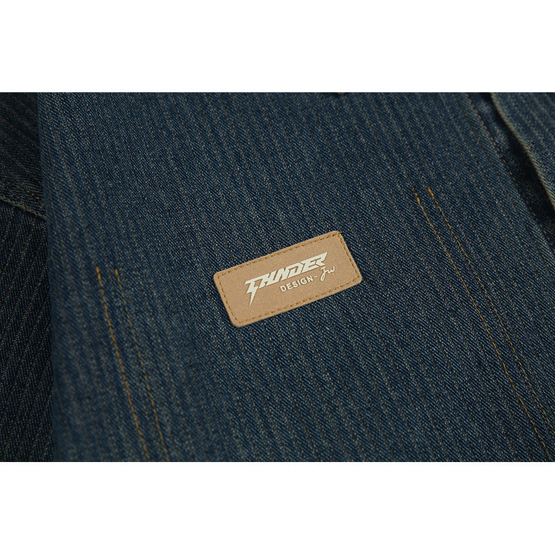 Sügisvintage Ulti-pocket Label Pestud teksajakk poistele Tudengijope