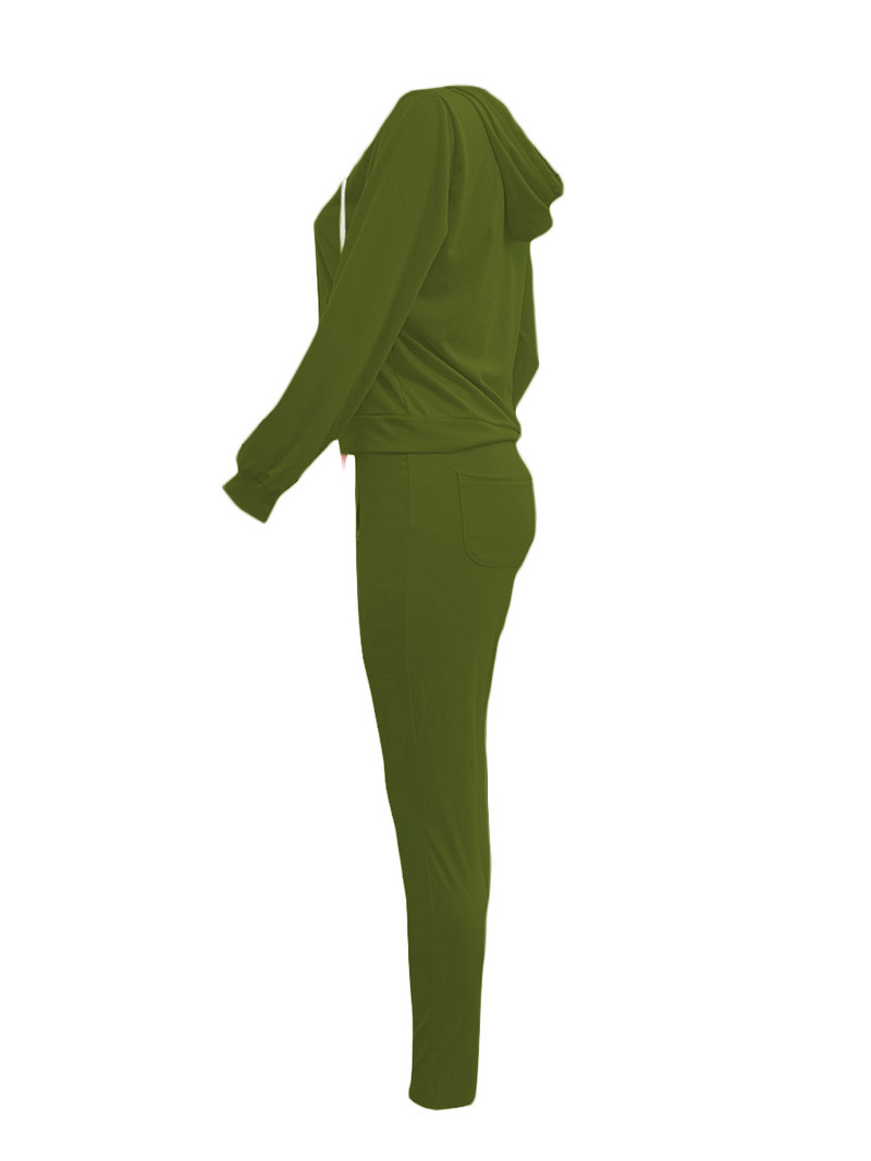 LW plusz méretű, őszi és téli női, normál kapucnis galléros kenguru zsebes tréningruha szett mindennapi alkalmi hosszú ujjú, kétrészes szett