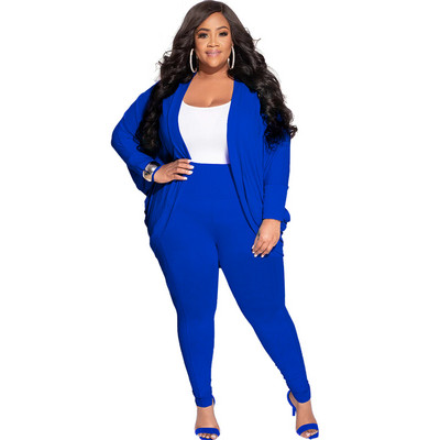 2023 Plus Size Γυναικεία Παντελόνια Δύο Τεμάχια Σετ Μακρυμάνικα Ζακέτα Μασίφ παντελόνι ψηλόμεση Streetwear casual outfits Ρούχα