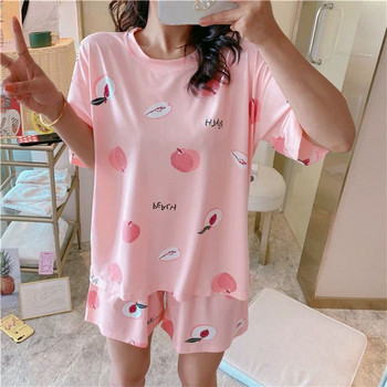 Дамско спално облекло Прекрасни домашни костюми Пижами Комплект пижами с къс ръкав Дамски пижами Удобни момичета Пролет Лято Пижама
