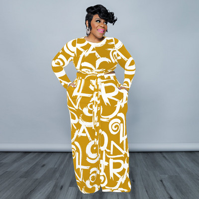 4XL 5XL Suures suuruses komplektid Naiste riided Moeprint, ülaosa ja laia säärega pükskostüüm kevadsügis, uued ülisuured vabaaja rõivad 2022