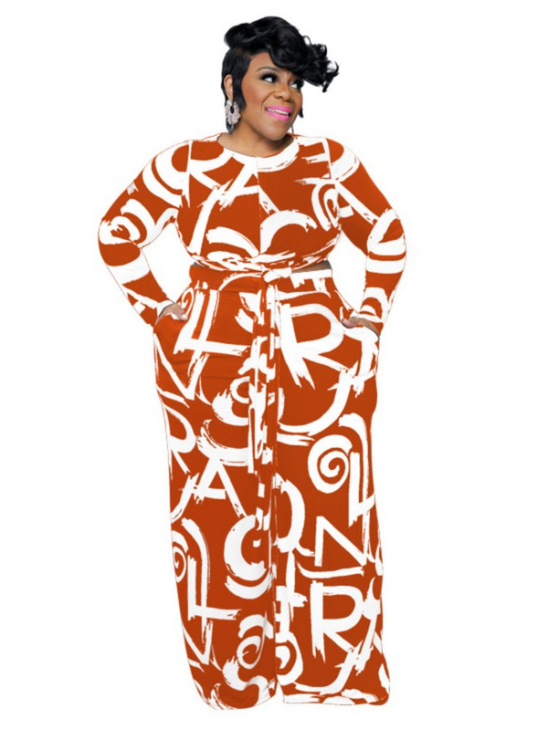 4XL 5XL Suures suuruses komplektid Naiste riided Moeprint, ülaosa ja laia säärega pükskostüüm kevadsügis, uued ülisuured vabaaja rõivad 2022